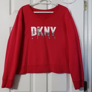 "RARE" Vintage 90's DKNY JEANS Skyline/Statue of Liberty Logo Cropped Sweatshirt